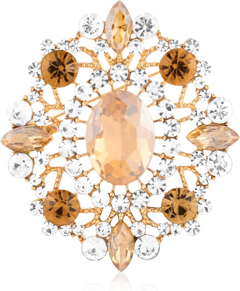 LAXPICOL Vintage Clear Austrian Crystal Brooch Pin for Women Elegant Wedding Bridal Brooches Broach Pin 1.69"*1.39" - Image 1